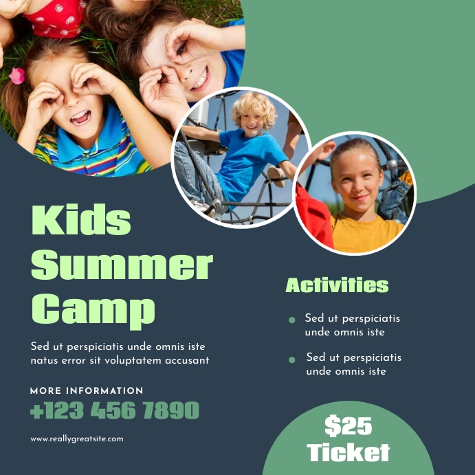 Effective Example Ad Camp Plantilla de Kids Summer Camp Advertisement Post | PosterMyWall