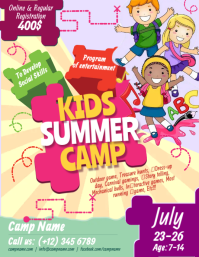 Roze Kids Summer Camp Pamflet Template