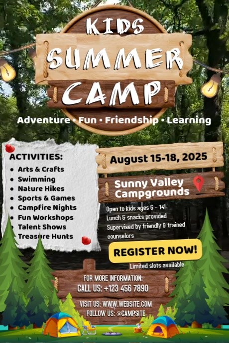 Kids Summer Camp Template | PosterMyWall