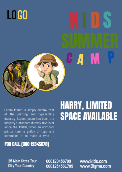 Kids Summer Camp A6 template
