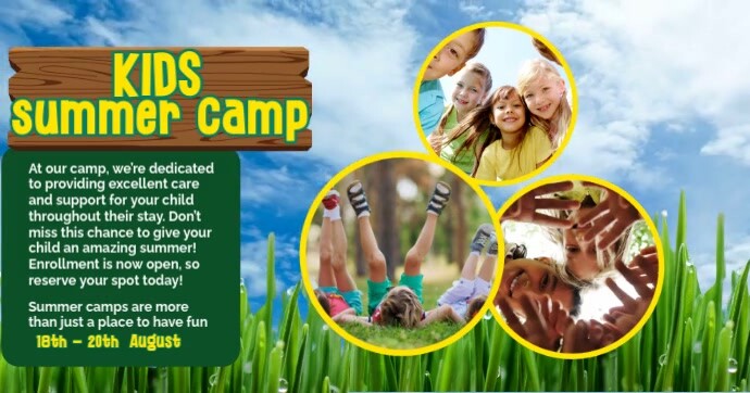 Kids Summer Camp Изображение, которым поделились на Facebook template