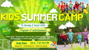 Kids Summer Camp Digitalanzeige (16:9) template