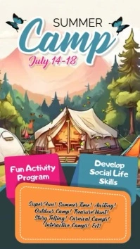 Kids Summer Camp Digital Display Affichage numérique (9:16) template