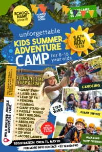 Kids Summer Camp Event Poster Template Cartaz