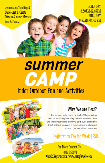 Kids summer Camp Flyer Tabloide template