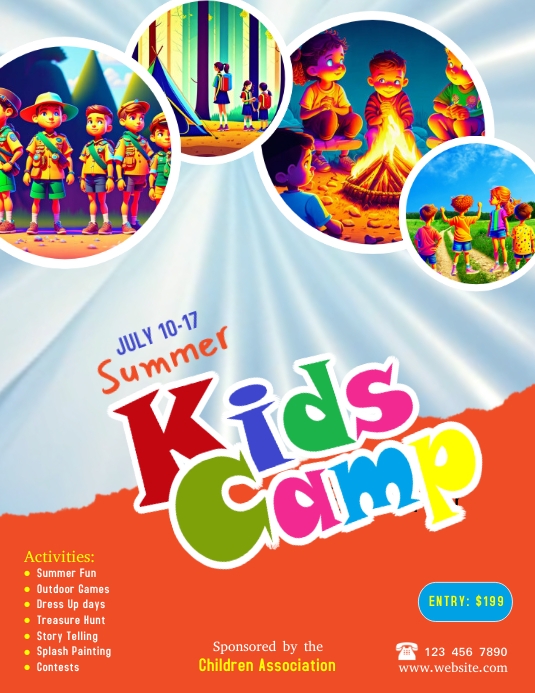 Kids Summer Camp Flyer Flyers Template | PosterMyWall