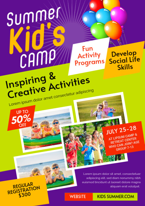 Kids summer Camp Flyer A4 template