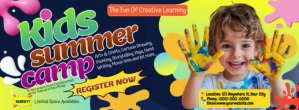 Kids Summer Camp FLyer Facebook-coverfoto template