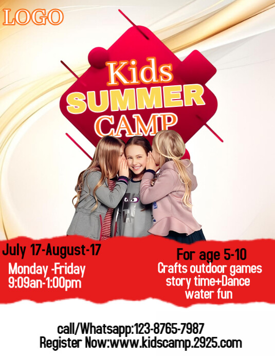 Kids summer camp flyer Folheto (US Letter) template