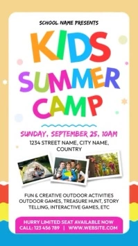 Kids Summer Camp Flyer Digital Display Affichage numérique (9:16) template