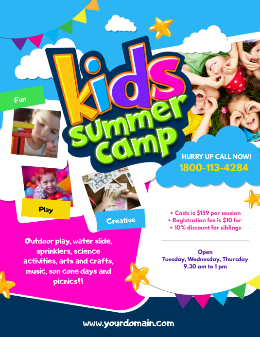Kids Summer Camp Flyer Poster Template Postermywall