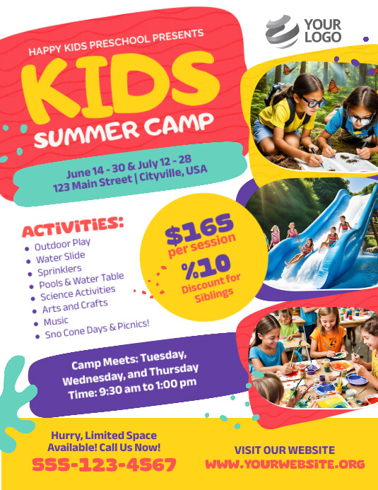 Kids Summer Camp Flyer Poster Template | PosterMyWall