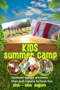 Kids Summer Camp Green Theme Poster template
