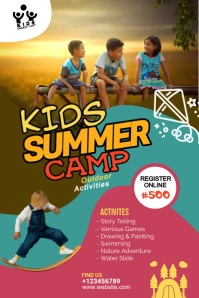 Kids Summer Camp Pinterest Graphic template