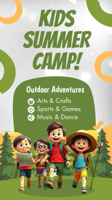 Kids Summer Camp Poster Instagram-verhaal template