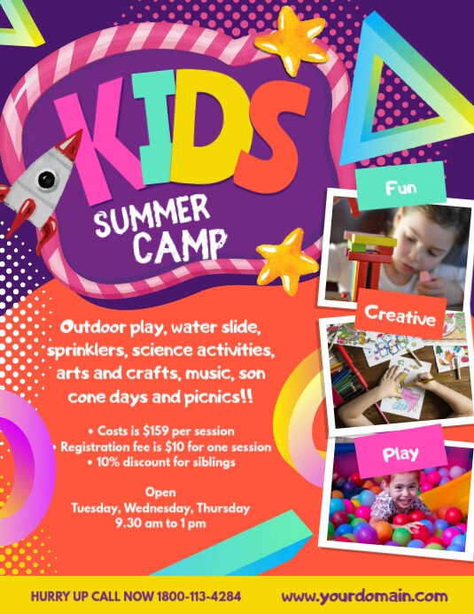 Kids Summer Camp Poster Flyer Template Postermywall