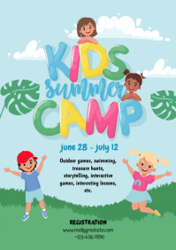 Turquoise Kids Summer Camp A4 Template