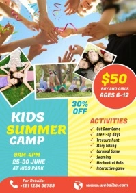 Kids Summer Camp Video Flyer A4 template