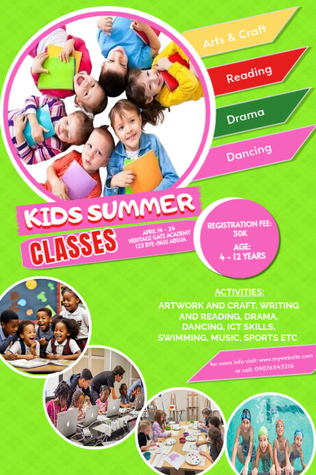 KIDS SUMMER CLASS FLYER Plakkaat template
