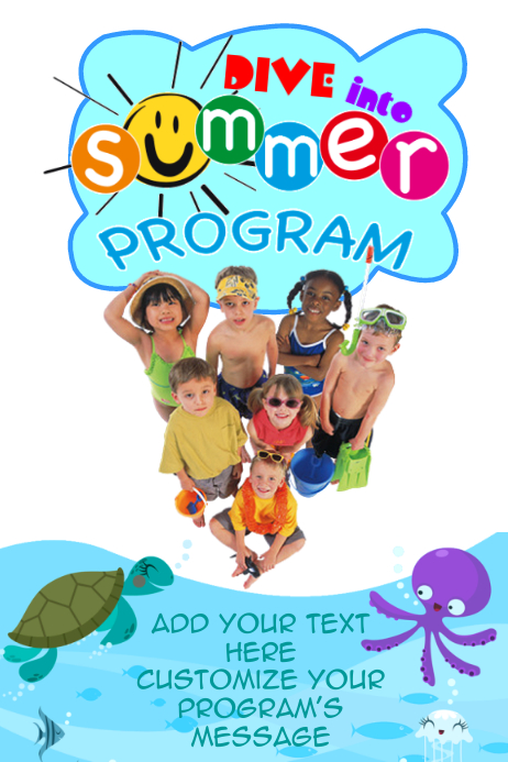 kids summer program class communit event poster flyer template