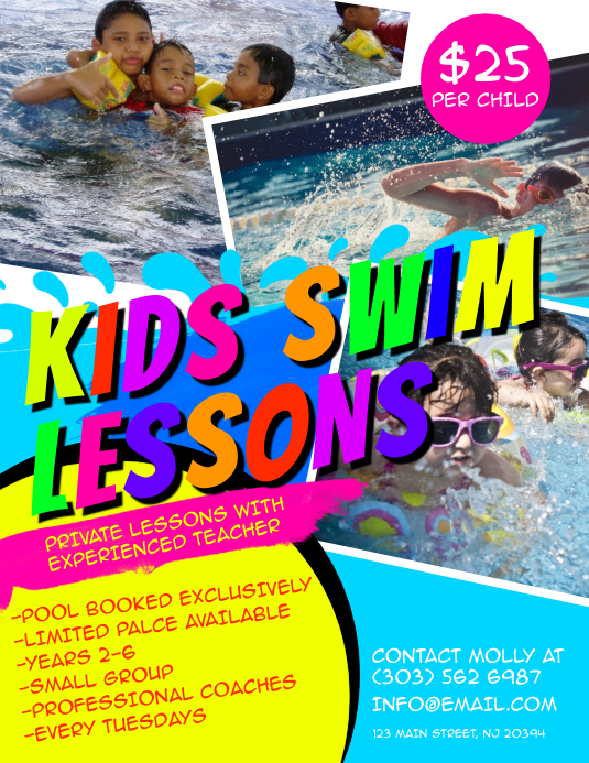 Kids Swim Lessons Flyer Template PosterMyWall