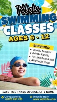 Kids Swimming Classes Instagram-reel template