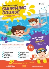 Kids Swimming Course Flyer A4 template