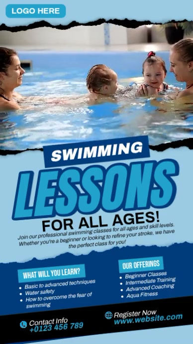 Kids Swimming Lesson Template | PosterMyWall