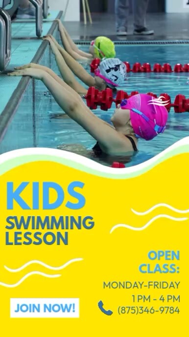 Swimming Lesson Promo Kids Swimming Lesson Template | PosterMyWall