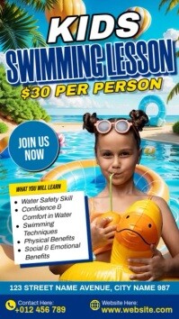 Kids Swimming Lesson Ролик Reels в Instagram template