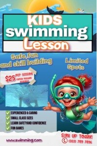 Kids Swimming Lesson Poster Póster template