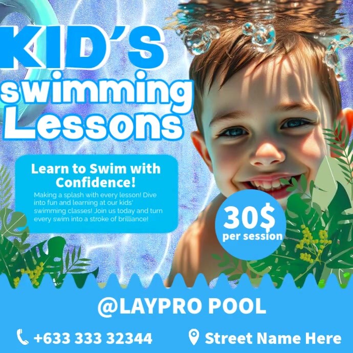 Swimming Lesson Promo Kids Swimming Lesson Video Template | PosterMyWall
