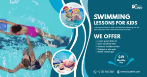 Kids Swimming Lessons Ad Template Image partagée Facebook