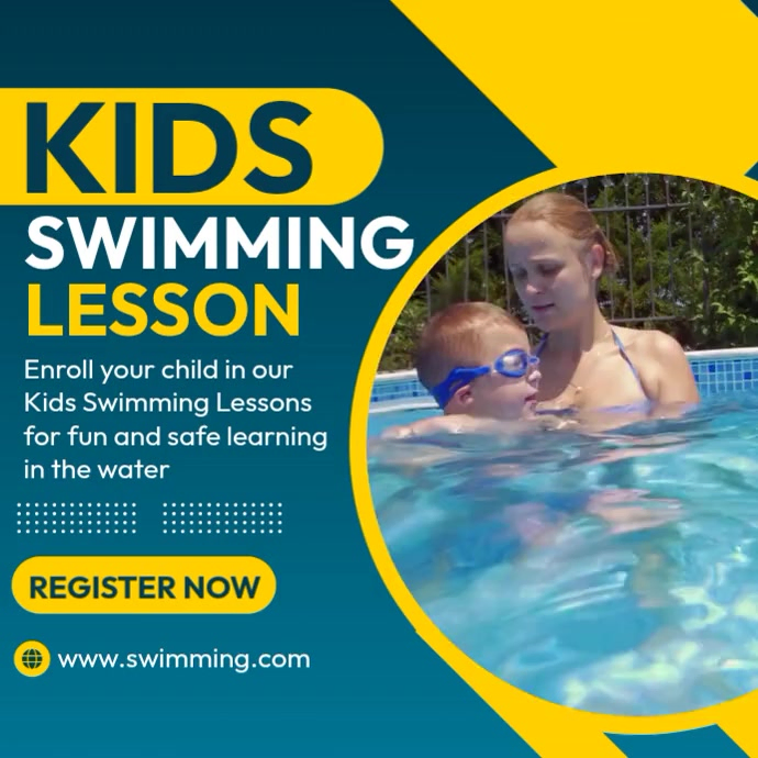 Kids Swimming Lessons Template | PosterMyWall