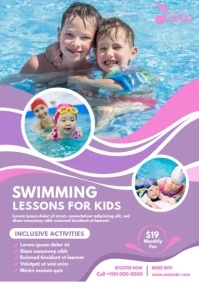 Kids Swimming Lessons Flyer A4 template
