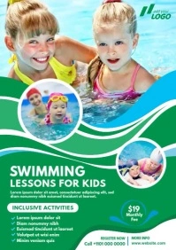 Kids Swimming Lessons Template A4