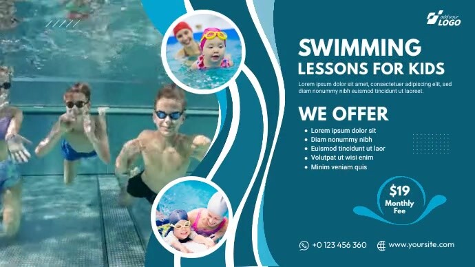 Swimming Lesson Promo Plantilla de Kids Swimming Lessons Promo Video Post on Twitter ...