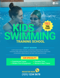 Blue Kids Swimming Training Flyer Template