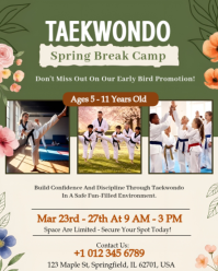 Kids Taekwondo Spring Break Camp Promotional Flyer Instagram Portrait template