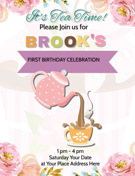 Kids Tea Party Invitation Template Postermywall