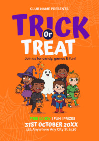 Kids Trick or Treat Poster Template – Fun Halloween Event Flyer A2