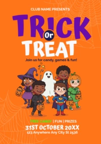 Kids Trick or Treat Poster Template – Fun Halloween Event Flyer A2