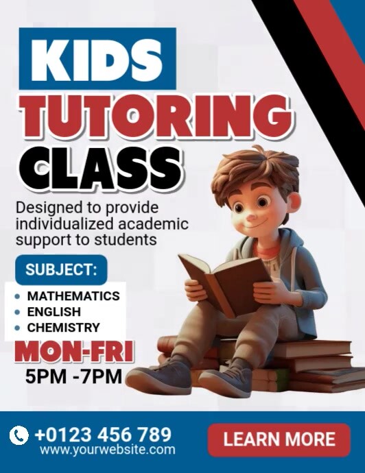 Kids Tutoring Class 传单(美国信函) template