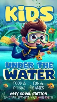 Kids Under Water Party Instagram Reel template