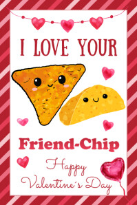Kids Valentines Cards Friend-Chip TAG Spanduk 4' × 6' template