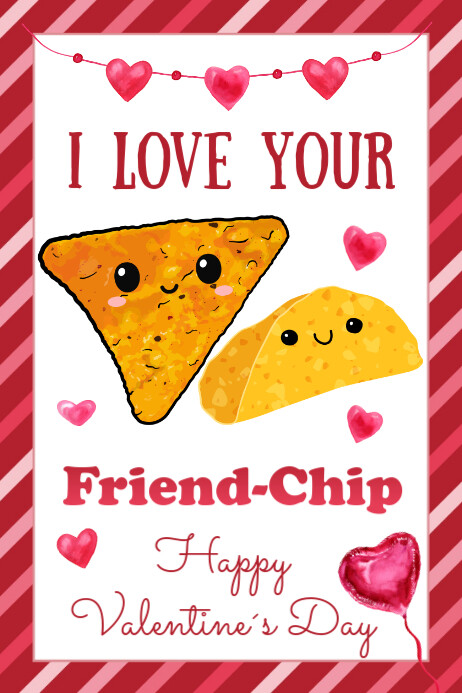 Kids Valentines Cards Friend-Chip TAG Banier 4’×6’ template