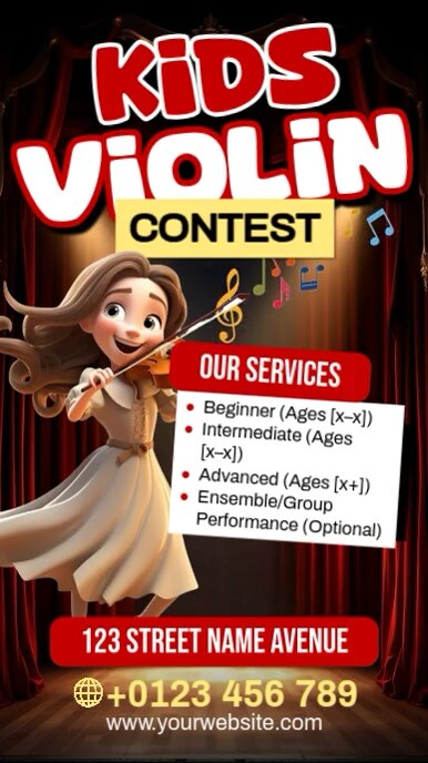 Kids Violin Contest Ads Instagram Reel template