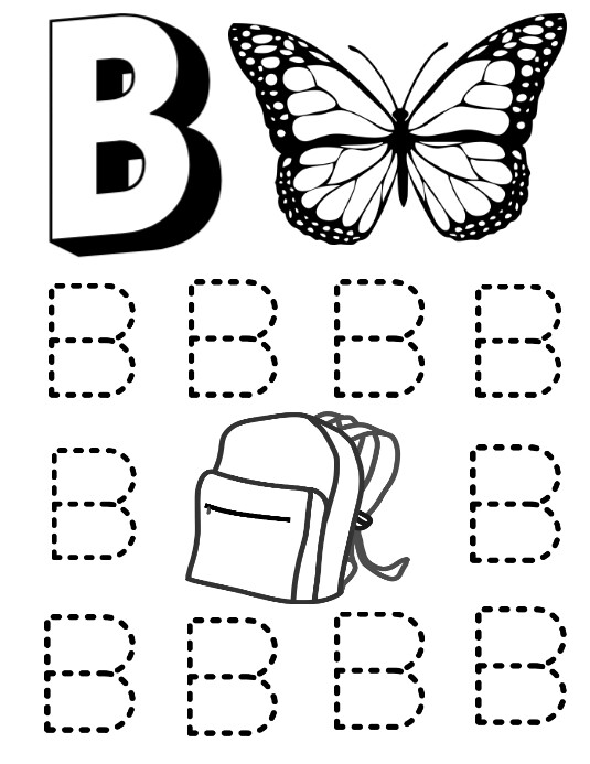 Kids worksheet B tracing worksheets Template | PosterMyWall