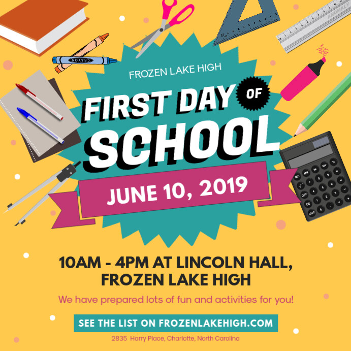 Kindergarten First Day Party Invite Template Postermywall