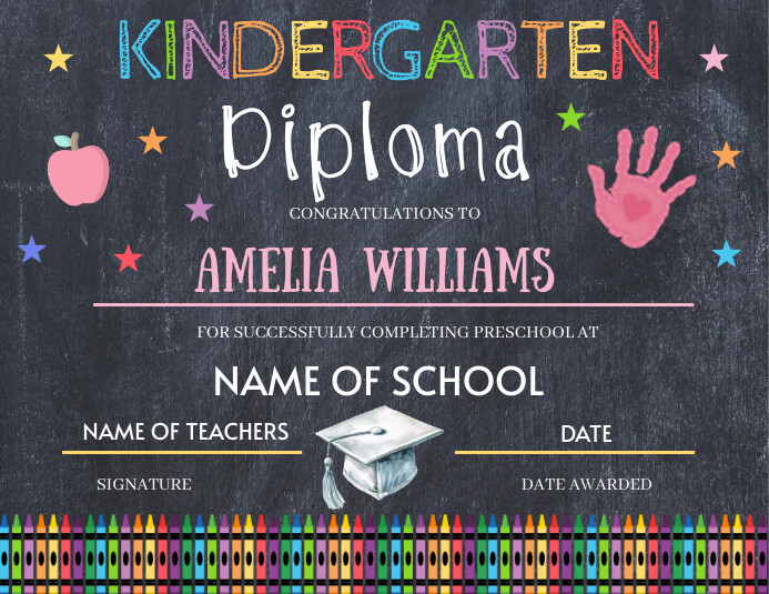 Kindergarten Graduation Certificate Template | PosterMyWall kindergarten-graduation-certificate-template-postermywall